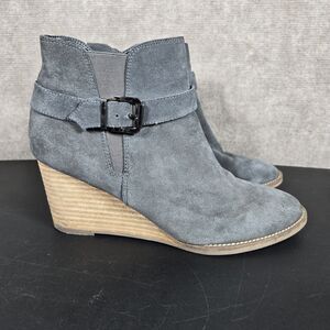 Blondo Ankle Boots Womens 10 Natalia Waterproof Wedge Heel Gray Suede‎ Booties